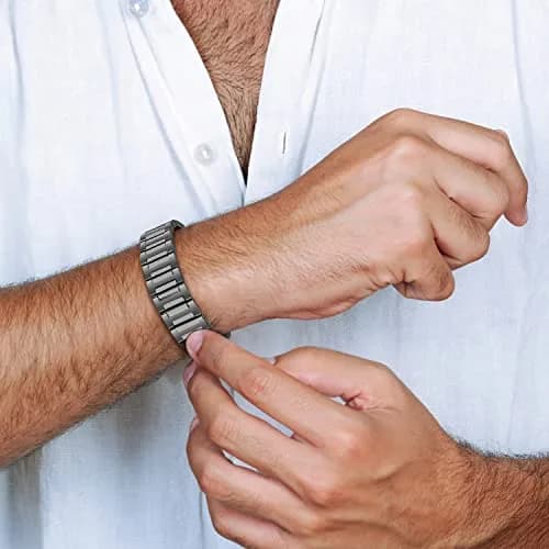 JEROOT Magnetic Bracelet for Men, Pure Titanium Double Row 4000 Gauss Magnets | Adjustable 23cm (9") thumbnail 5
