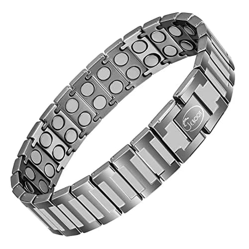 JEROOT Magnetic Bracelet for Men, Pure Titanium Double Row 4000 Gauss Magnets | Adjustable 23cm (9") thumbnail 1