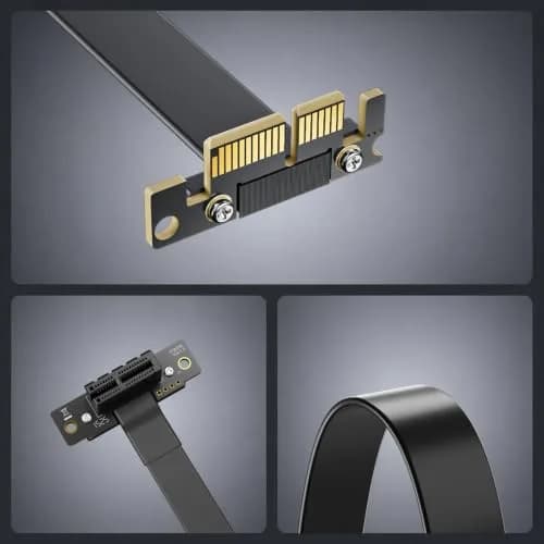 10Gtek PCIe 3.0 x1 Riser Cable 20cm (0.66ft) | Male 90° to Female 90° EMI-Shielded GPU Jumper Cable thumbnail 6