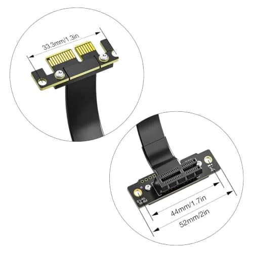 10Gtek PCIe 3.0 x1 Riser Cable 20cm (0.66ft) | Male 90° to Female 90° EMI-Shielded GPU Jumper Cable thumbnail 8