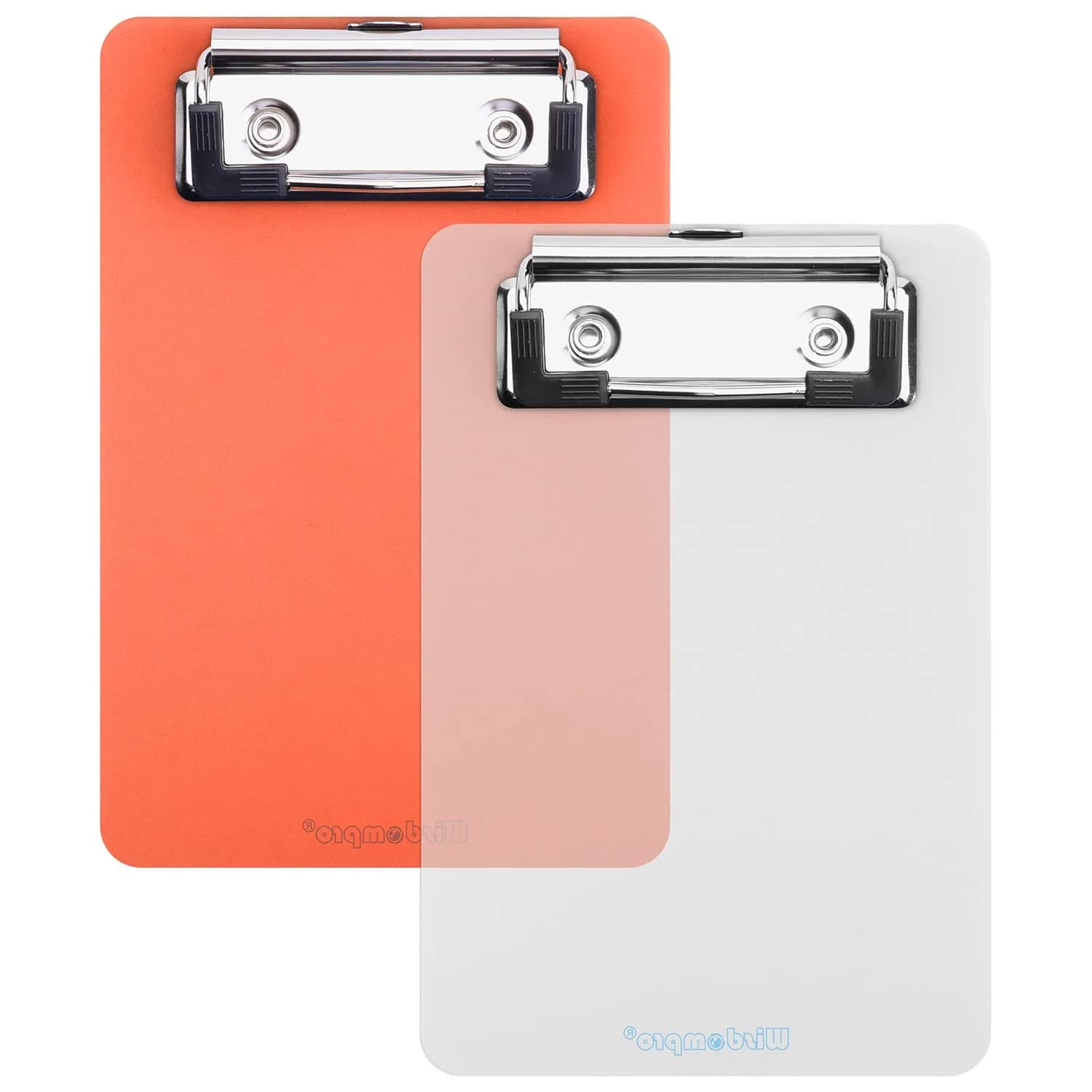 Wisdompro 2 Pack Mini Clipboards 4x6 Small Clip Board Transparent/Orange | Compact, Durable & Multi-purpose — Transparent/Orange