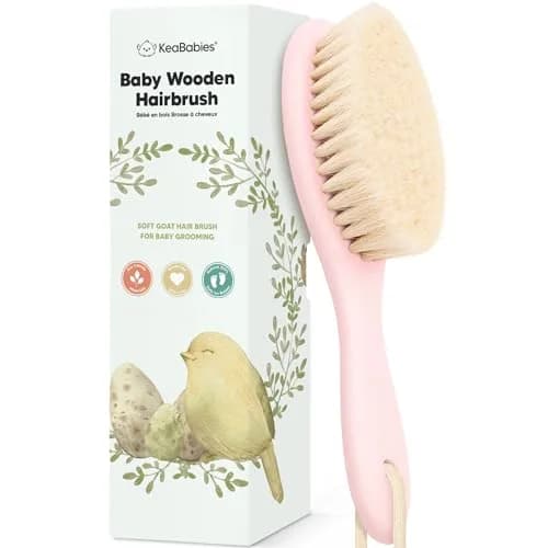 KeaBabies Wooden Baby Hair Brush for Toddler & Infant Cradle Cap (Blush, Regular 7.25" x 2") | Soft Goat Bristles for Scalp & Hair Growth thumbnail 1