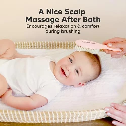 KeaBabies Wooden Baby Hair Brush for Toddler & Infant Cradle Cap (Blush, Regular 7.25" x 2") | Soft Goat Bristles for Scalp & Hair Growth thumbnail 5