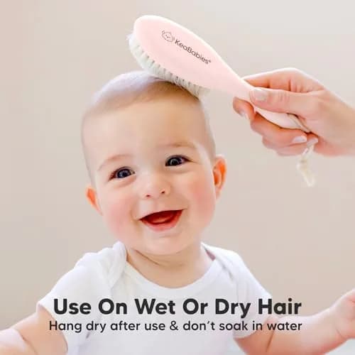 KeaBabies Wooden Baby Hair Brush for Toddler & Infant Cradle Cap (Blush, Regular 7.25" x 2") | Soft Goat Bristles for Scalp & Hair Growth thumbnail 6