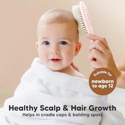 KeaBabies Wooden Baby Hair Brush for Toddler & Infant Cradle Cap (Blush, Regular 7.25" x 2") | Soft Goat Bristles for Scalp & Hair Growth thumbnail 3