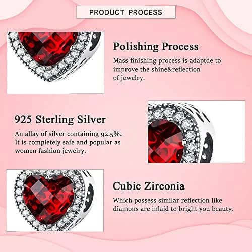 MICOO 925 Sterling Silver Heart Charm Bead | Cubic Zirconia Fit Pandora & European Bracelets thumbnail 6