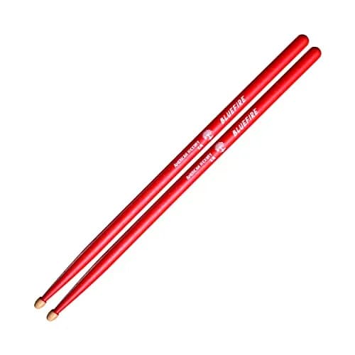 HUN Bluefire Red Color 5A Drumstick | Weight Matched, 6 Sticks, Hickory Wood (70-120c) thumbnail 5