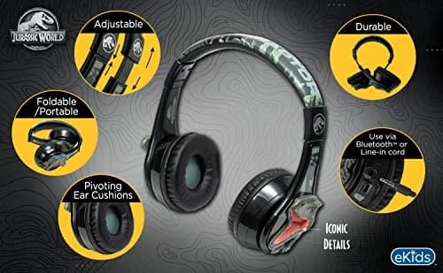 eKids Jurassic World Bluetooth Headphones for Kids | Wireless Stereo Sound - view 3