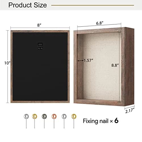 Califortree 8x10 Shadow Box Frame with Linen Back & Magnetic Door | Rustic Brown Display Case for Photos & Mementos thumbnail 6