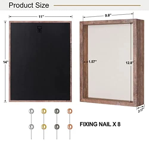 Califortree 11x14 Shadow Box Frame with Linen Back | Rustic Brown Display Case thumbnail 6
