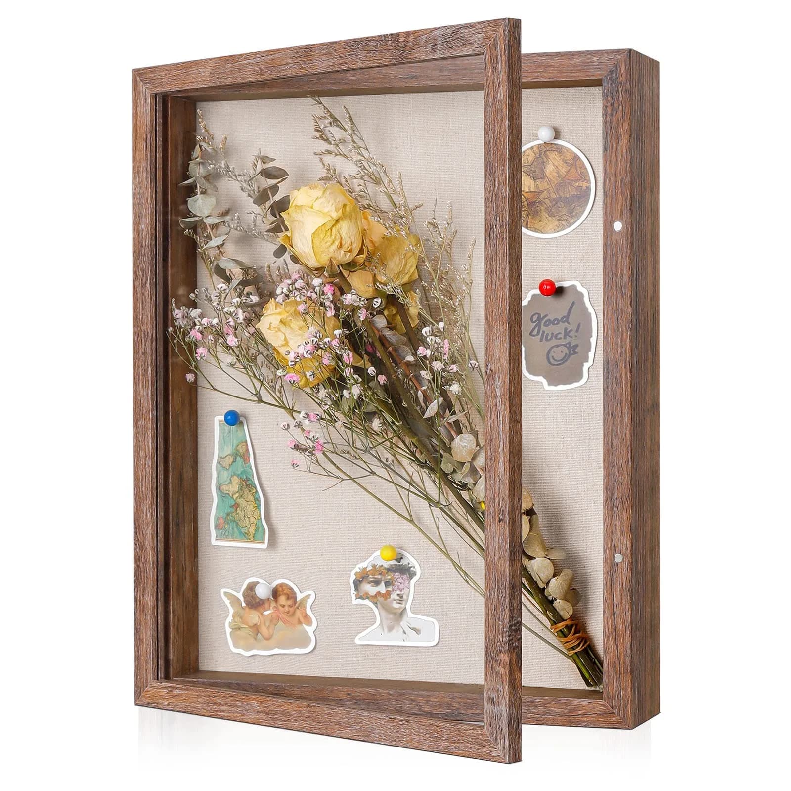 Califortree 11x14 Shadow Box Frame with Linen Back | Rustic Brown Display Case
