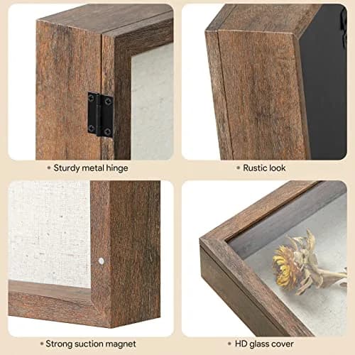 Califortree 11x14 Shadow Box Frame with Linen Back | Rustic Brown Display Case thumbnail 2