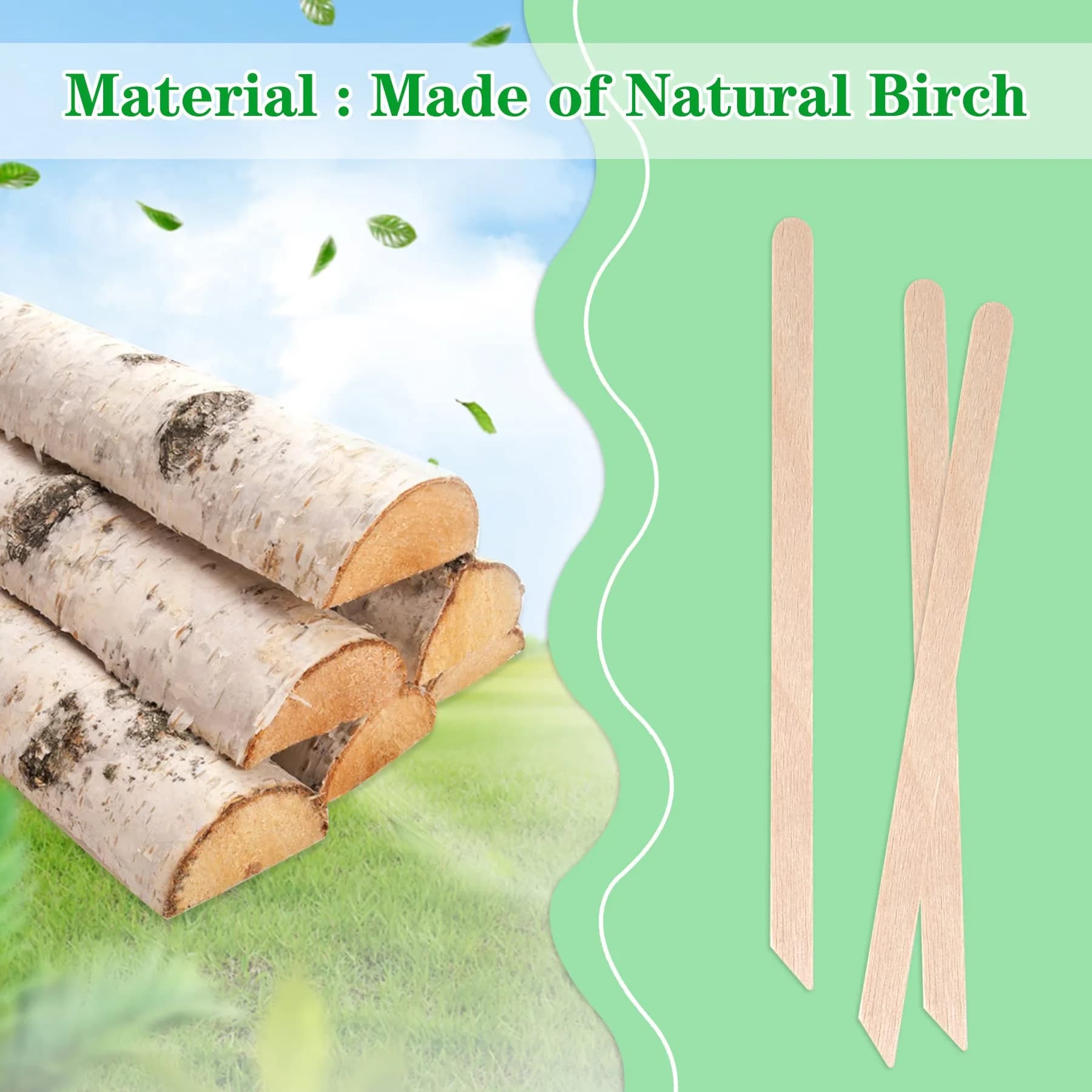 JANYUN 200 Pcs Wooden Waxing Sticks Applicator Slanted Handle | Precise Application for Eyebrows, Bikini, Face thumbnail 3