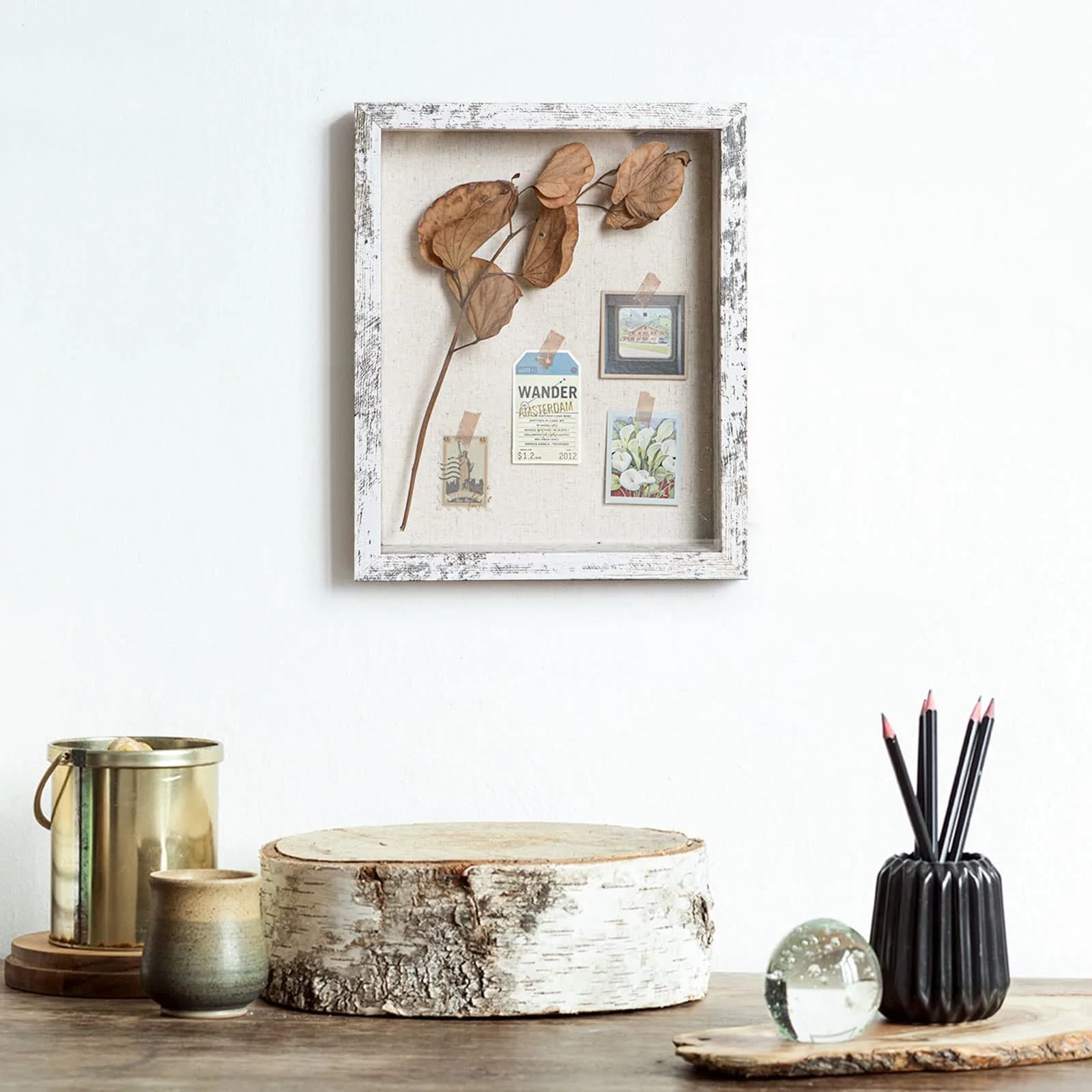 Califortree 8x10 Shadow Box Frame with Linen Back | Rustic Wall Display with Glass & Push Pins thumbnail 7