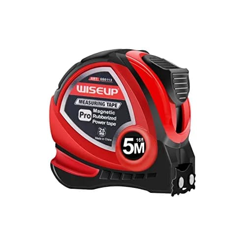 WISEUP Industrial Magnetic Tape Measure 16 FT (4.88 m) with Fractions & Metric | Durable Steel Blade & Auto-Lock thumbnail 1