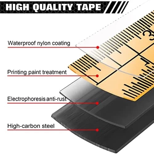 WISEUP Industrial Magnetic Tape Measure 16 FT (4.88 m) with Fractions & Metric | Durable Steel Blade & Auto-Lock thumbnail 3