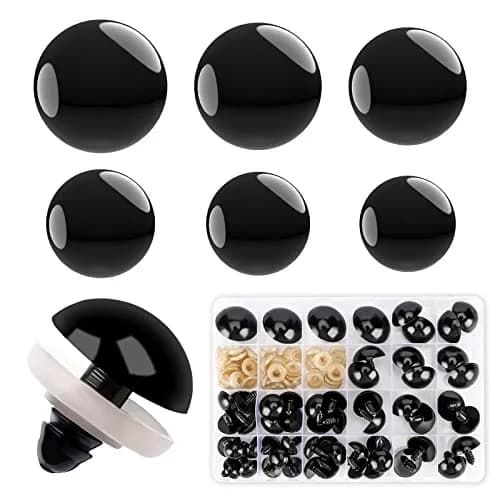 Buylorco Black Safety Eyes for Amigurumi Crochet Stuffed Animals, 16-30mm (60 Pieces) | DIY Craft Supplies thumbnail 1