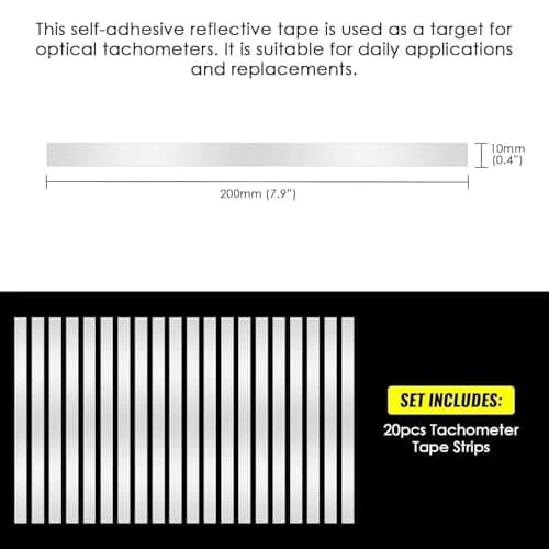 Thsinde Reflective Tape Strips for Photo Tachometers - 20 Pieces, 10x200mm | Essential for Non-Contact RPM Readings thumbnail 6