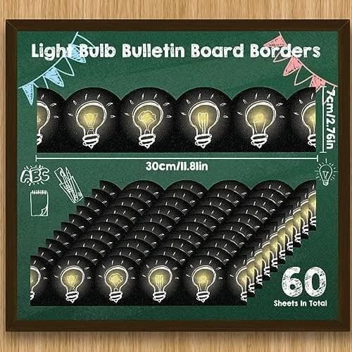 Chivao Light Bulb Bulletin Board Borders 60ft (18.3m) | Chalkboard Style Classroom Decor thumbnail 2