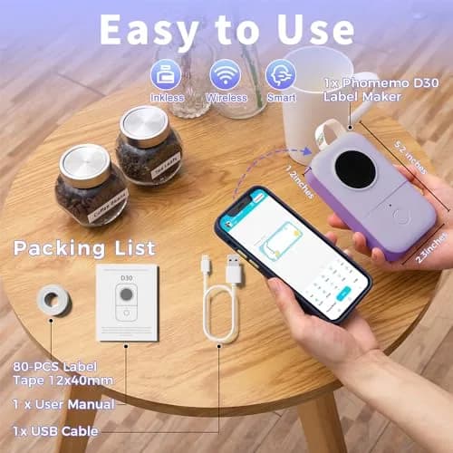 Phomemo D30 Portable Thermal Label Printer Machine with Bluetooth | 203dpi Monochrome thumbnail 9