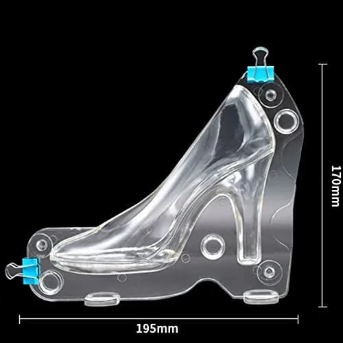 TUKE 3D Polycarbonate Chocolate Mold with Clips High Heel Shoe | Food Grade Candy & Cake Decoration (L 7.8 x 6.8 x 2.88inch) thumbnail 2