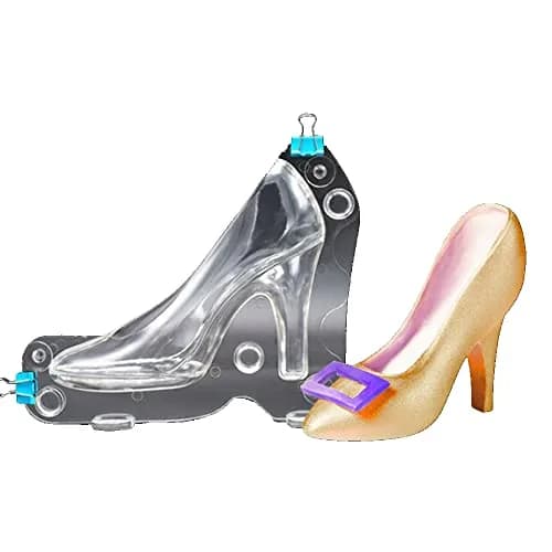 TUKE 3D Polycarbonate Chocolate Mold with Clips High Heel Shoe 4.52 x 3.2 inch | Food-Grade, Durable, Easy Demoulding thumbnail 1