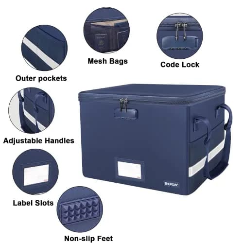 ENGPOW Fireproof Document Box with Lock, Blue, 33L (1.17 cu ft) | SGS Tested to 2000℉ thumbnail 4