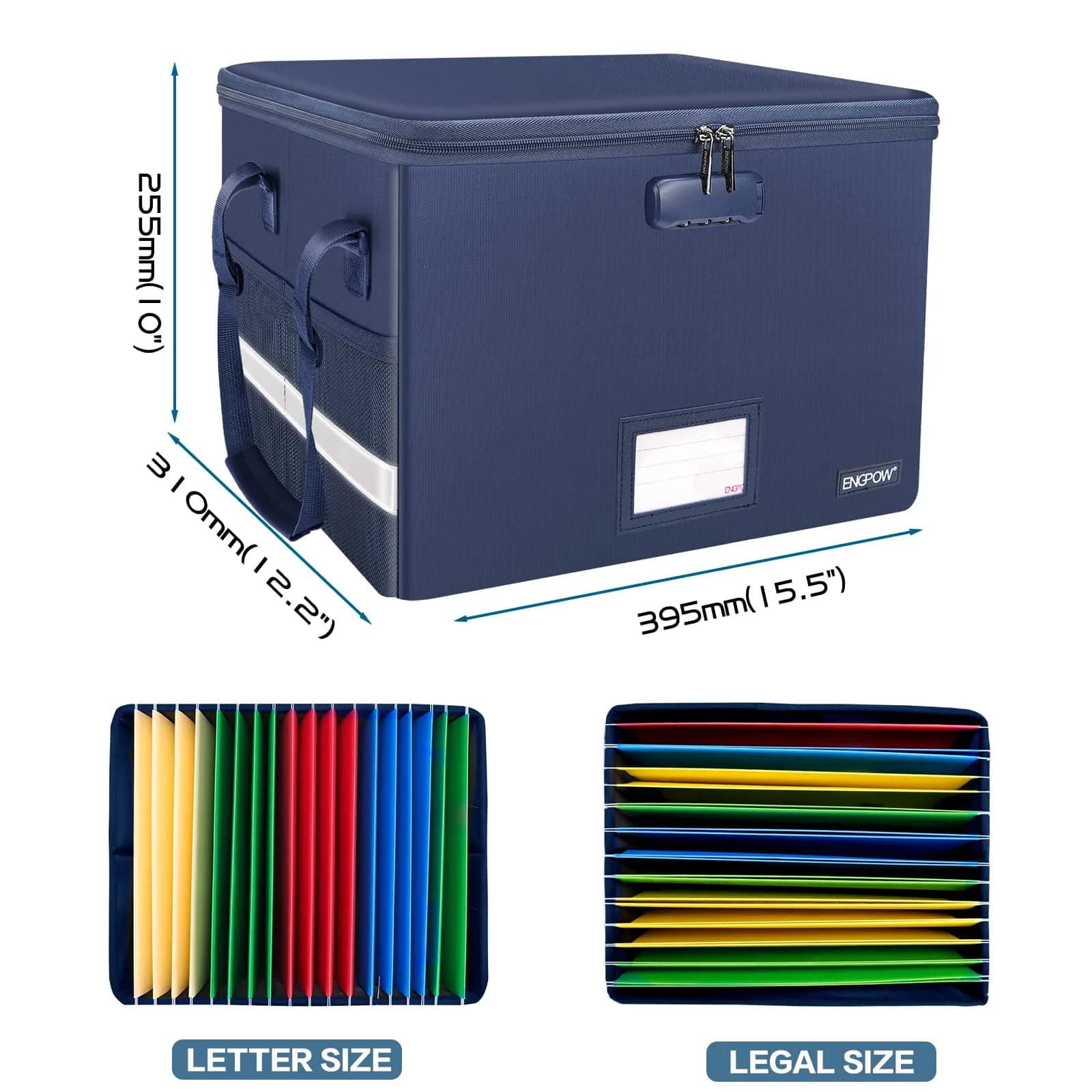 ENGPOW Fireproof Document Box with Lock, Blue, 33L (1.17 cu ft) | SGS Tested to 2000℉ - view 5