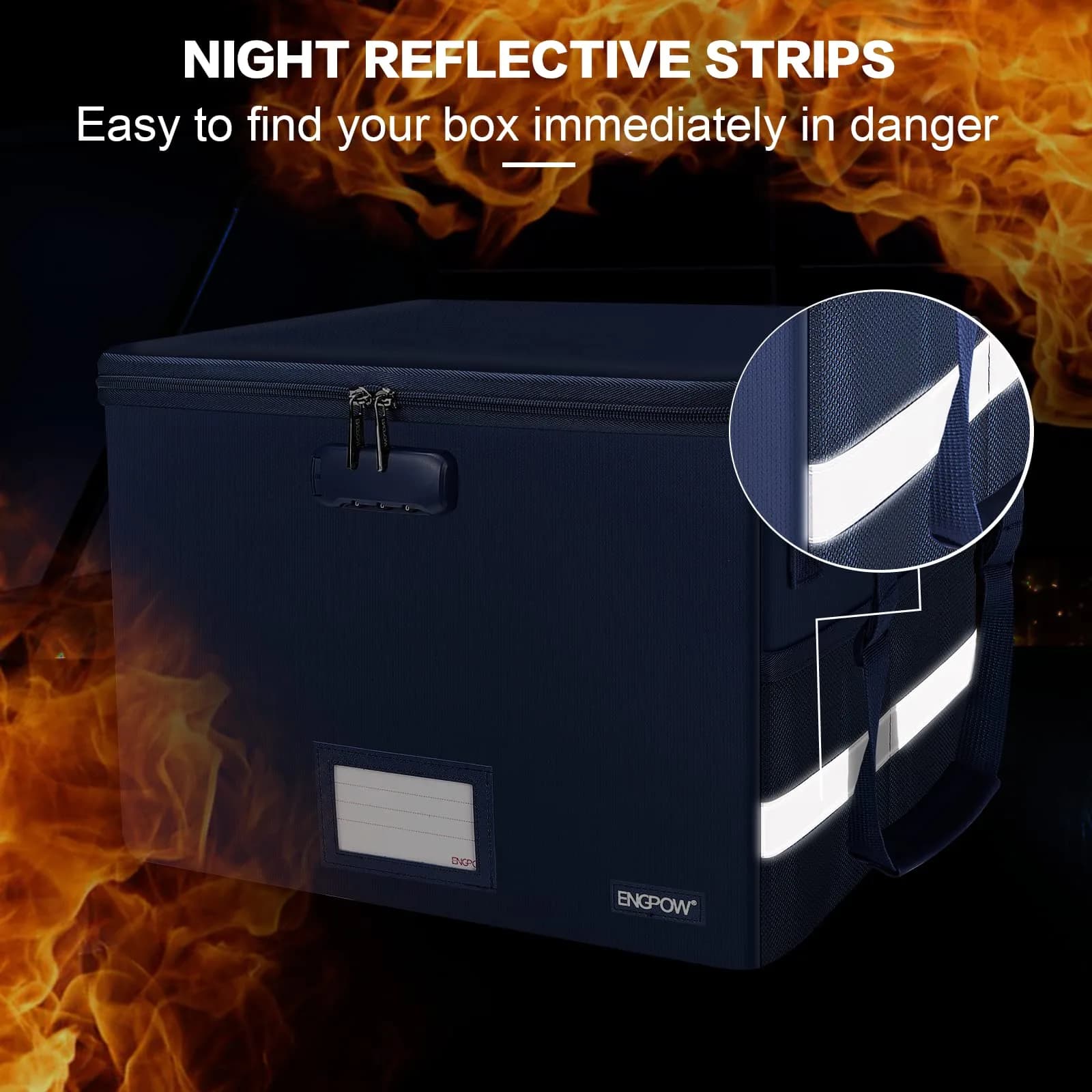 ENGPOW Fireproof Document Box with Lock, Blue, 33L (1.17 cu ft) | SGS Tested to 2000℉ - view 7