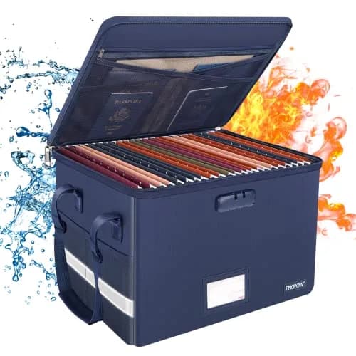ENGPOW Fireproof Document Box with Lock, Blue, 33L (1.17 cu ft) | SGS Tested to 2000℉ thumbnail 1
