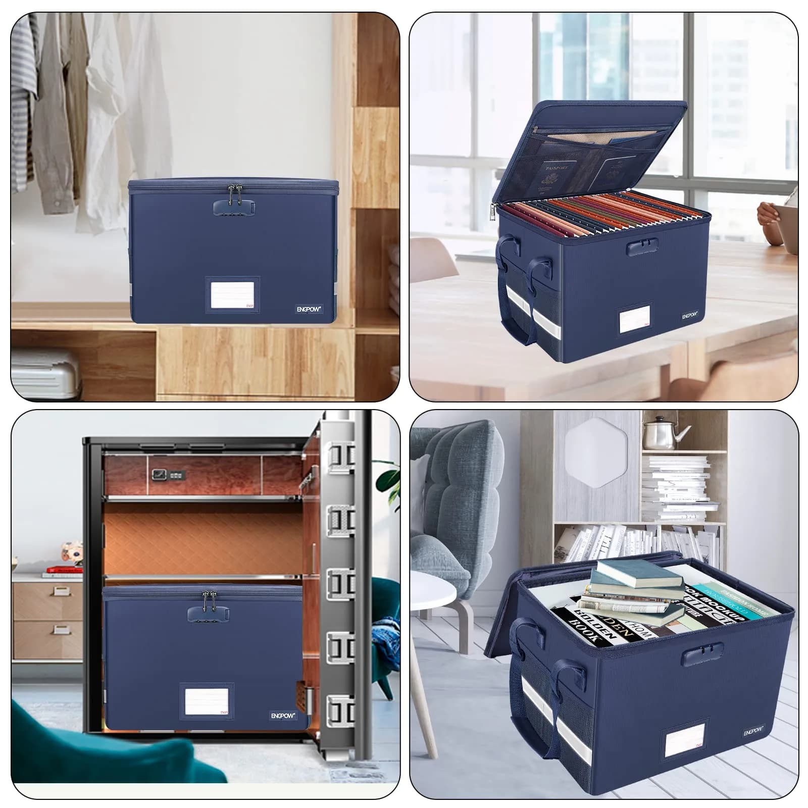 ENGPOW Fireproof Document Box with Lock, Blue, 33L (1.17 cu ft) | SGS Tested to 2000℉ - view 2