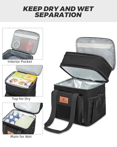 HSHRISH Expandable Lunch Box for Men Large Capacity Waterproof Insulated Bag 15L thumbnail 3