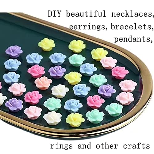Jmassyang Acrylic Rose Beads 12mm | Colorful Flat Back Spacer for Jewelry DIY (600 pcs) thumbnail 7