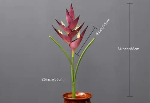 Rikyo Red Bird of Paradise Artificial Flower Stem 86cm (34in) | Realistic Silk-Blend Foliage for Home Decor thumbnail 2