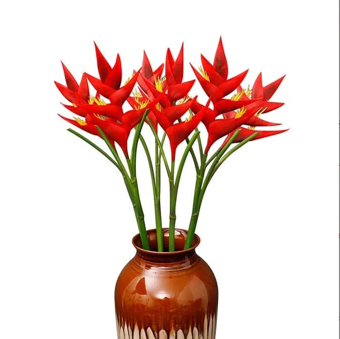 Rikyo Red Bird of Paradise Artificial Flower Stem 86cm (34in) | Realistic Silk-Blend Foliage for Home Decor thumbnail 5