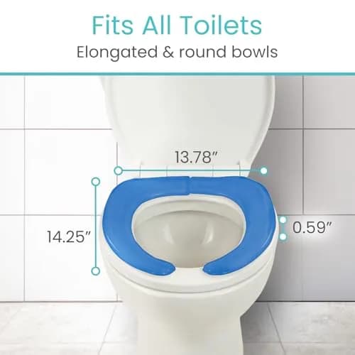 Vive Gel Toilet Seat Cushion Cover - Raised Padded Riser Cushion | Soft Silicone Comfort, Universal Fit, Waterproof (14.25” x 6.89” x 0.59”) thumbnail 5