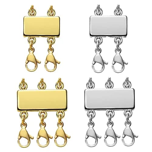 OHINGLT Magnetic Necklace Layering Clasps 2-Pack (0.59 in & 0.79 in) | Easy Slide Lock Connector for Multi-Strand Chains thumbnail 1
