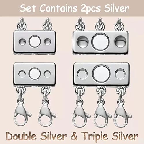 OHINGLT Magnetic Necklace Layering Clasps 2-Pack (0.59 in & 0.79 in) | Easy Slide Lock Connector for Multi-Strand Chains thumbnail 6