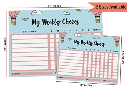 Inkdotpot Magnetic Chore Chart 12" x 17" | Dry Erase Responsibility Board with Markers & Eraser thumbnail 4