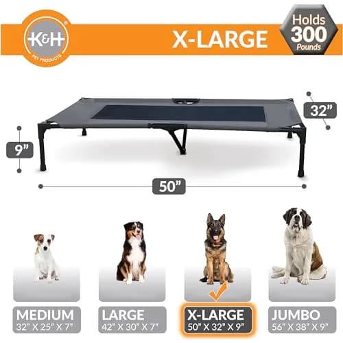 K&H Pet Products Outdoor Elevated Dog Bed Cooling Raised Cot Charcoal XL 50x32in | Breathable Mesh for All-Season Comfort thumbnail 3