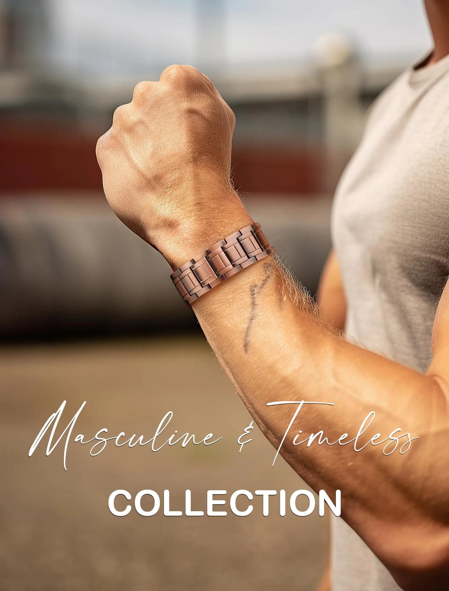 Feraco Pure Copper Magnetic Bracelet for Men | 23cm (9.05") - view 7