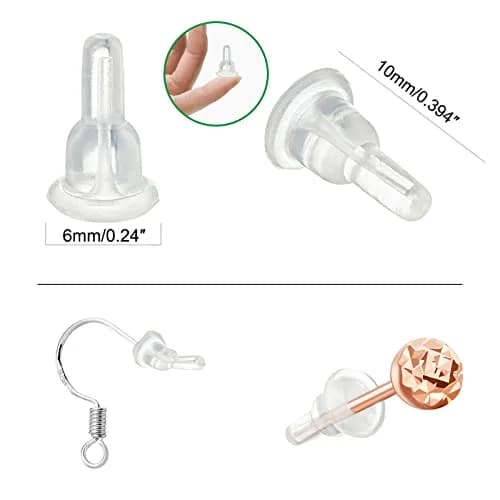 Gaprumi Clear Silicone Earring Backs 50pcs (10mm Height x 6mm Diameter) | Hypoallergenic Earring Safety Pads thumbnail 5