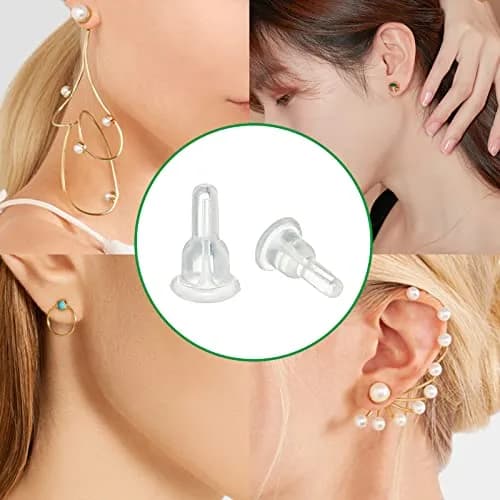 Gaprumi Clear Silicone Earring Backs 50pcs (10mm Height x 6mm Diameter) | Hypoallergenic Earring Safety Pads thumbnail 3
