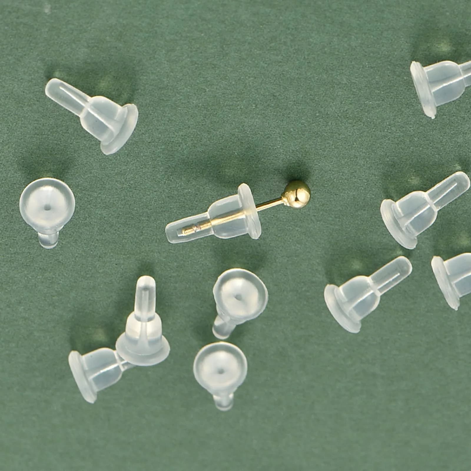 Gaprumi Clear Silicone Earring Backs 50pcs (10mm Height x 6mm Diameter) | Hypoallergenic Earring Safety Pads - view 4