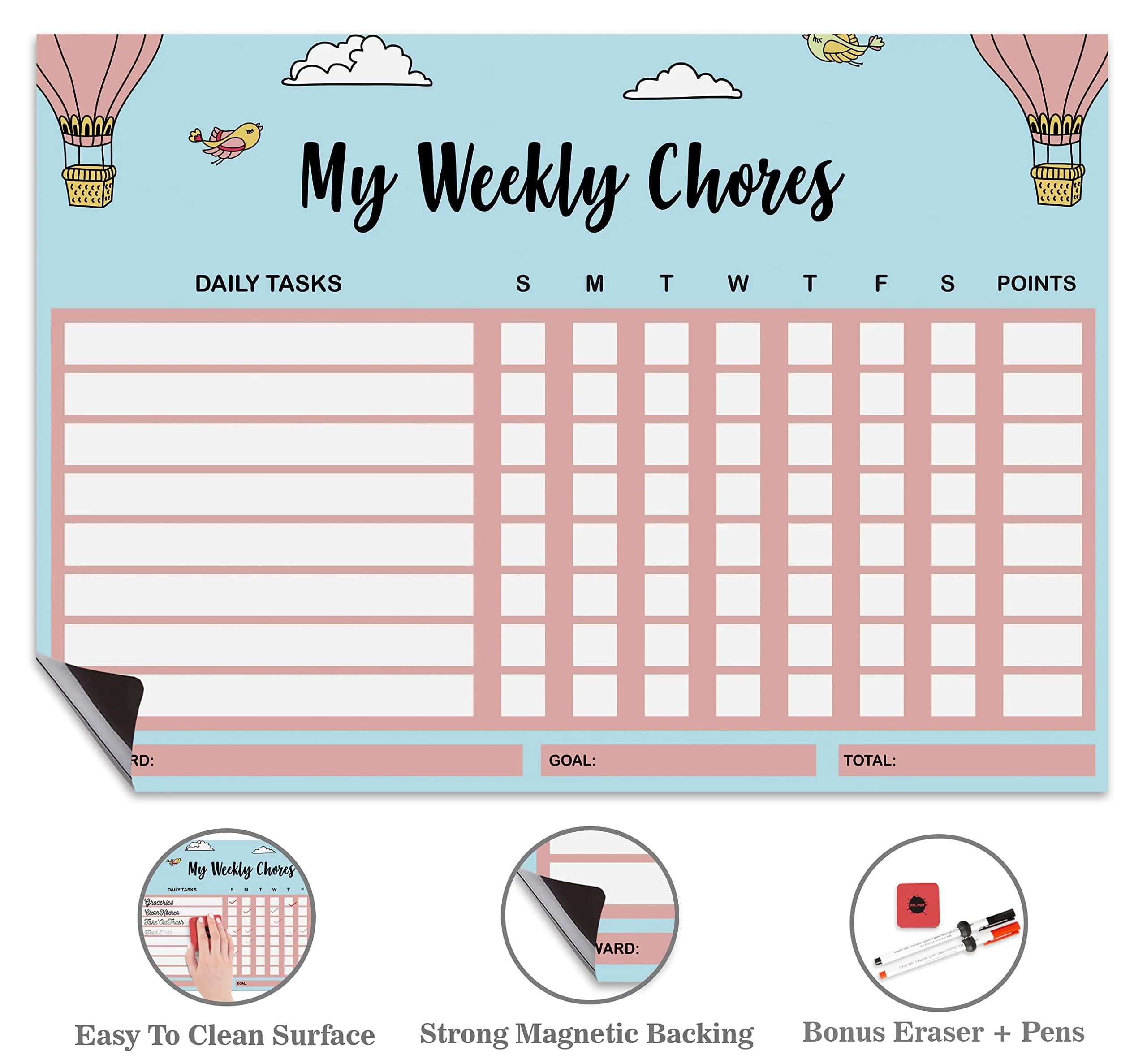 Inkdotpot Magnetic Chore Chart 8.5x11 Inches | Organize Family Chores with Dry Erase Board - view 3