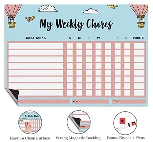 Inkdotpot Magnetic Chore Chart 8.5x11 Inches | Organize Family Chores with Dry Erase Board thumbnail 3