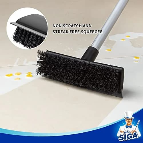 MR.SIGA Floor Scrub Brush with Long Handle & Squeegee, 22.1cm Head | Scrubbing Tools for Tile & Bathroom thumbnail 4