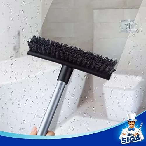 MR.SIGA Floor Scrub Brush with Long Handle & Squeegee, 22.1cm Head | Scrubbing Tools for Tile & Bathroom thumbnail 6