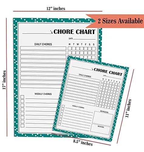 Inkdotpot Magnetic Chore Chart 12"x17" | Dry Erase Behavior Chart for Kids Responsibility Chart with Markers & Eraser thumbnail 4