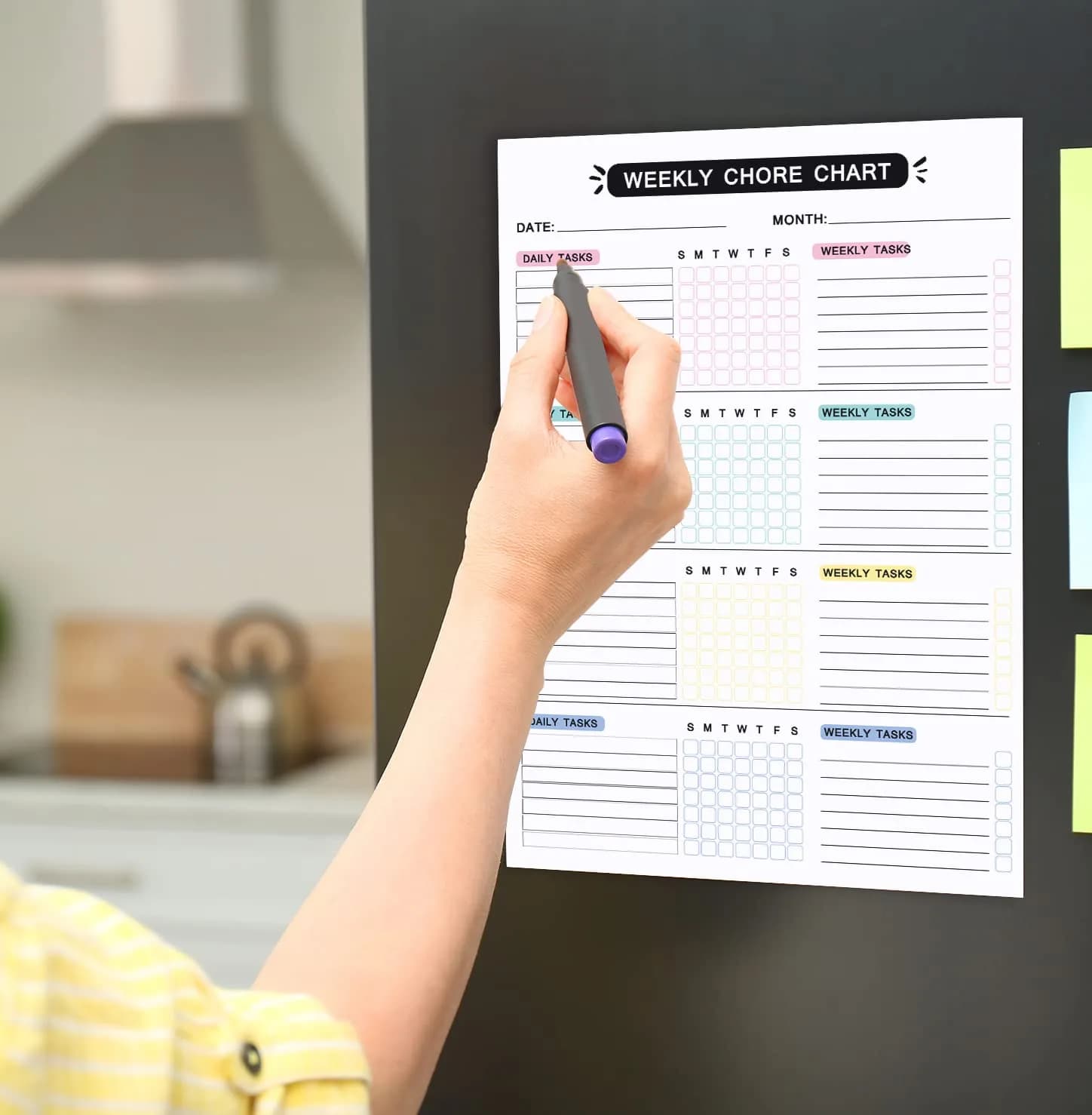 Inkdotpot Magnetic Weekly Chore Chart 12" x 17" (30.5cm x 43.2cm) | Organize Family Chores with Dry Erase Board - view 6